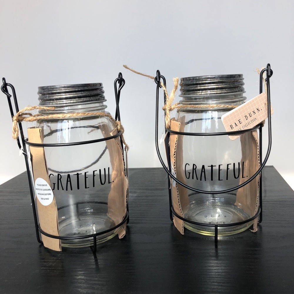 Rae Dunn set of two grateful jars